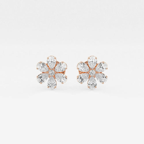 Round & Pear Lab Grown Diamond Flower Earrings