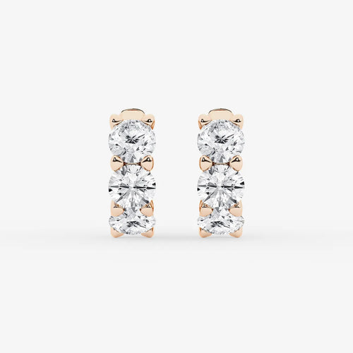 Round Lab Grown Diamond Huggie Hoop Earrings
