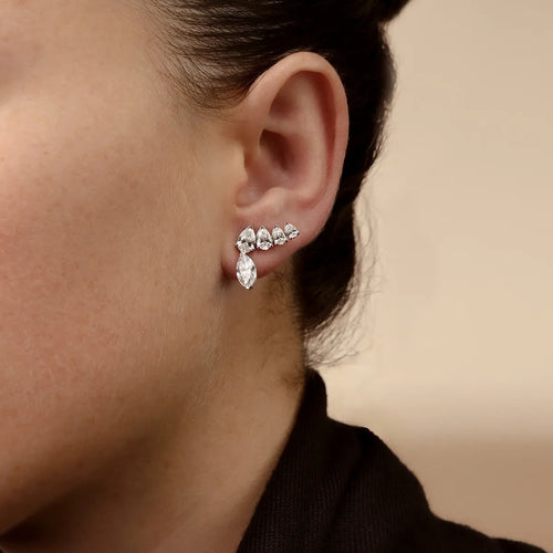 Marquise Lab Grown Diamond with Pear Shape Ear Climber Earrings