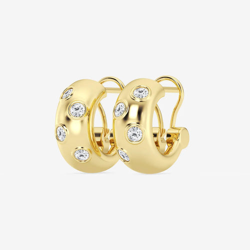 Round Lab Grown Diamond Huggie Hoop Earrings