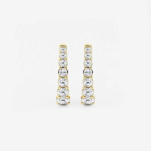 Round Lab Grown Diamond Graduated Inside Out Huggie Hoop Earrings