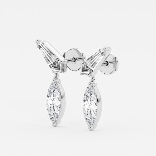 Marquise & Sheild Lab Grown Diamond Ear Climber Drop Earrings