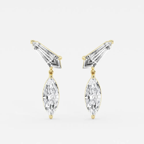 Marquise & Sheild Lab Grown Diamond Ear Climber Drop Earrings