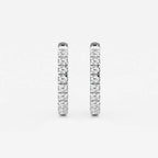 Round Lab Grown Diamond French Pave Hoop Earrings