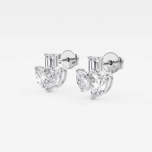 Three Stone Fan Earrings