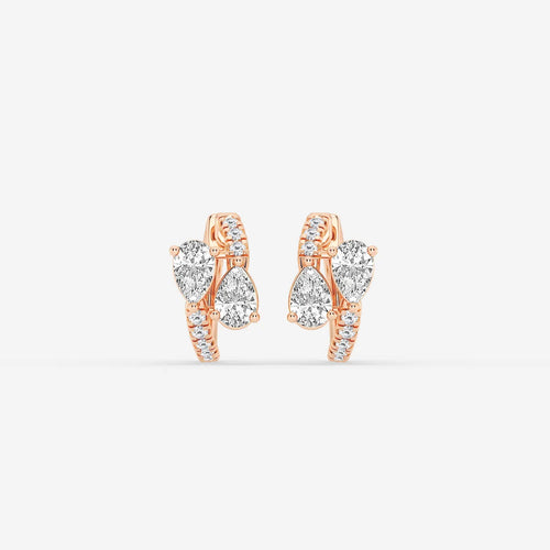 Pear Lab Grown Diamond Bypass Huggie Hoop Earrings