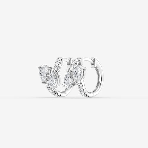 Pear Lab Grown Diamond Bypass Huggie Hoop Earrings