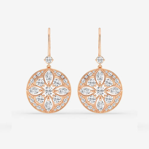 Round and Marquise Lab Grown Diamond Vintage Earrings