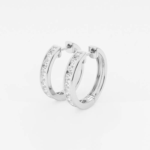 Round Lab Grown Diamond Channel Set Hoop Earrings