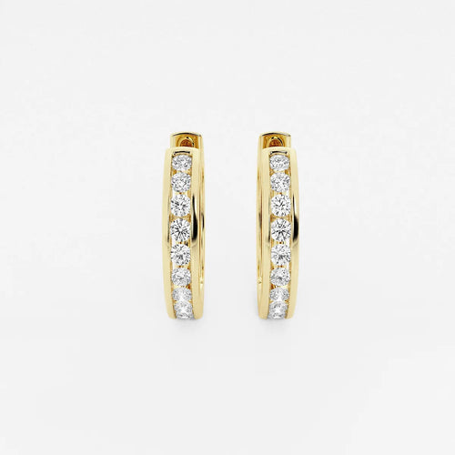Round Lab Grown Diamond Channel Set Hoop Earrings