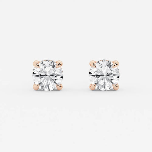 Round Lab Grown Diamond Hidden Halo Basket Stud Earrings