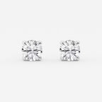 Round Lab Grown Diamond Hidden Halo Basket Stud Earrings