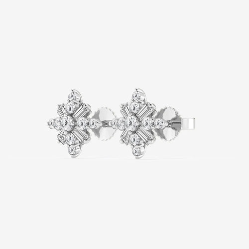 Round Lab Grown Diamond Snowflake Stud Earrings