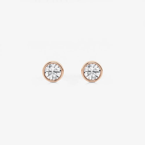 Round Lab Grown Diamond Bezel Set Solitaire Certified Stud Earrings