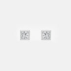 Princess Lab Grown Diamond Bezel Set Solitaire Certified Stud Earrings
