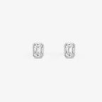 Emerald Lab Grown Diamond Bezel Set Solitaire Certified Stud Earrings