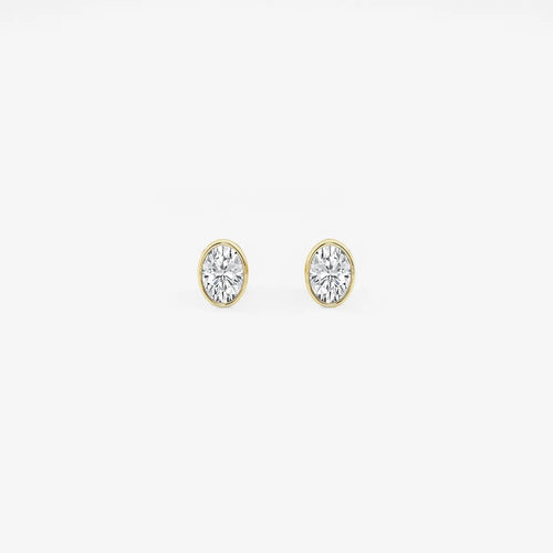 Oval Lab Grown Diamond Bezel Set Solitaire Certified Stud Earrings