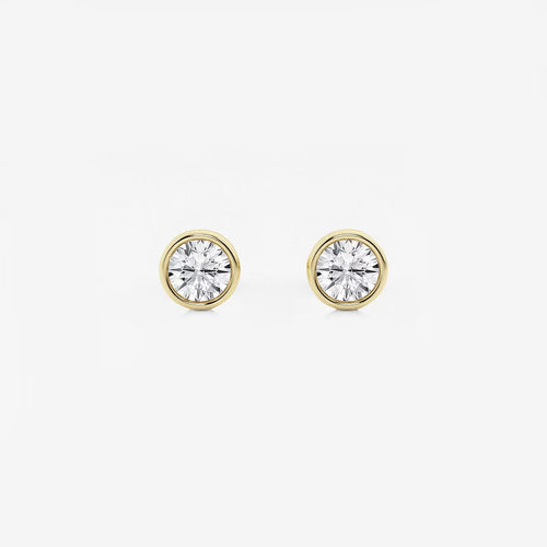 Round Lab Grown Diamond Bezel Set Solitaire Certified Stud Earrings
