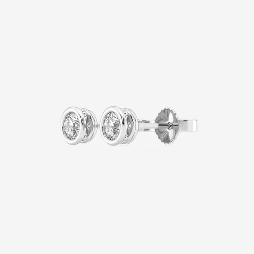 Round Lab Grown Diamond Bezel Set Filigree Solitaire Certified Stud Earrings