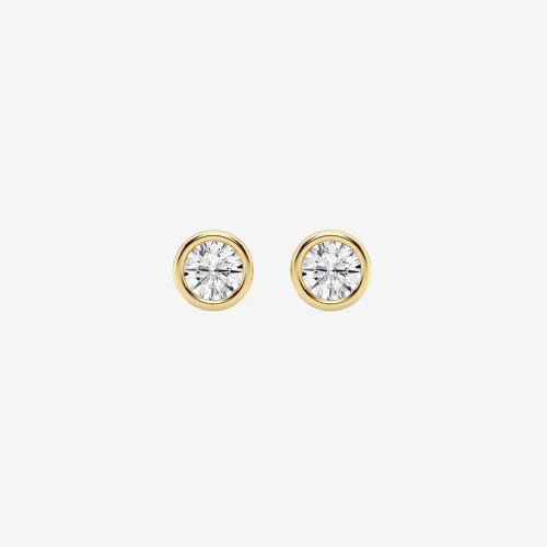 Round Lab Grown Diamond Bezel Set Filigree Solitaire Certified Stud Earrings