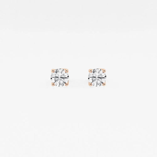 Round Lab Grown Diamond Twisted Floral Solitaire Certified Stud Earrings