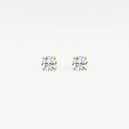 Round Lab Grown Diamond Twisted Floral Solitaire Certified Stud Earrings