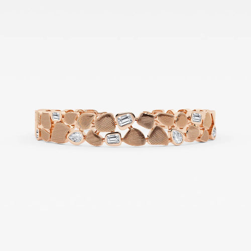 Multi-Shape Lab Grown Diamond Pebbles Hinged Bangle Bracelet