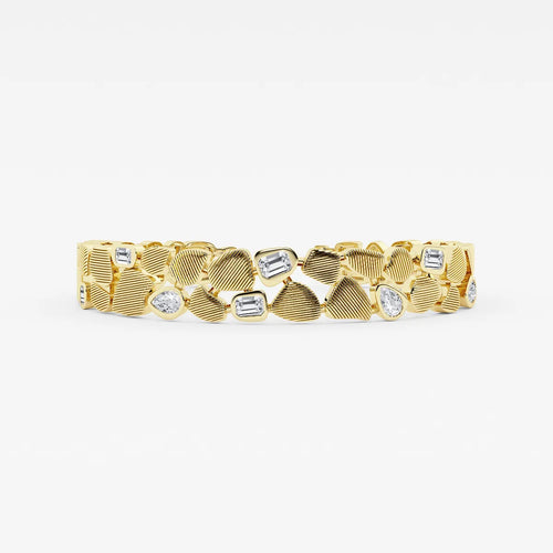 Multi-Shape Lab Grown Diamond Pebbles Hinged Bangle Bracelet