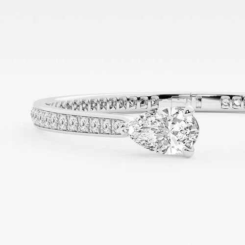 Pear Lab Grown Diamond Hinged Open Pave Bangle Bracelet