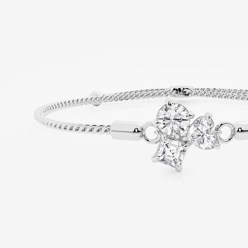 Multi-Shape Lab Grown Diamond Three Stone Bolo Bracelet