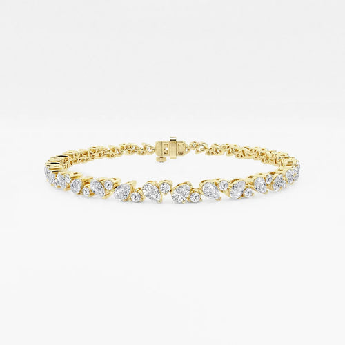 Round and Pear Lab Grown Diamond Alternating Bracelet