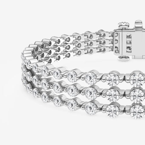 Round Lab Grown Diamond Triple Row Bracelet