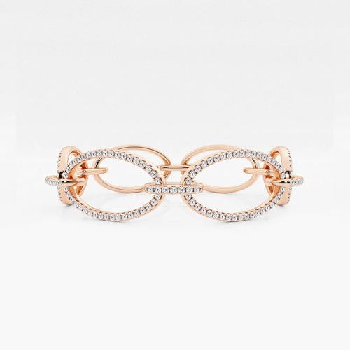 Round Lab Grown Diamond Wide Oval Shape Link Bracelet