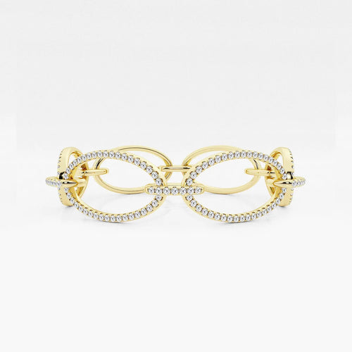 Round Lab Grown Diamond Wide Oval Shape Link Bracelet