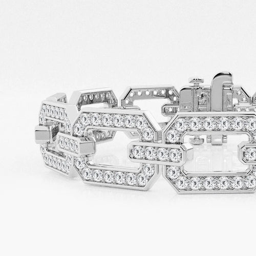 Round Lab Grown Diamond Open Link Pave Bracelet