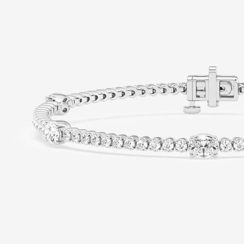 Oval Lab Grown Diamond Five Stations Tennis Bracelet