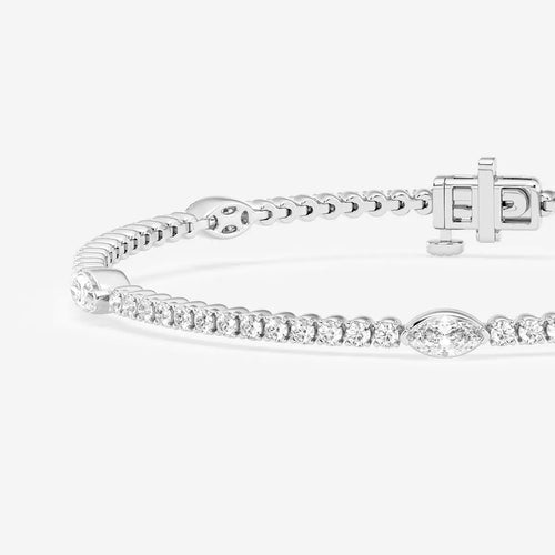 Marquise Lab Grown Diamond Five Stations Tennis Bracelet
