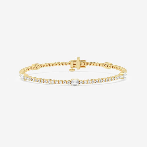 Emerald Lab Grown Diamond Five Stations Tennis Bracelet
