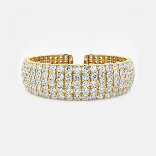 Round Lab Grown Diamond Multi-Row Flex Cuff Bracelet