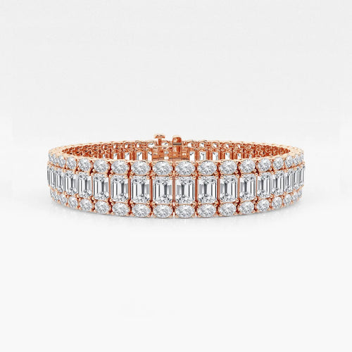Emerald Lab Grown Diamond Three Row Bracelet