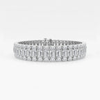 Emerald Lab Grown Diamond Three Row Bracelet
