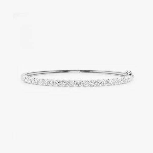 Round Lab Grown Diamond Shared Prongs Bangle Bracelet