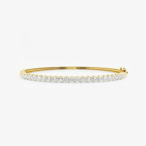 Round Lab Grown Diamond Shared Prongs Bangle Bracelet