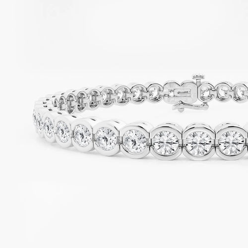 Round Lab Grown Diamond Half Bezel Tennis Bracelet
