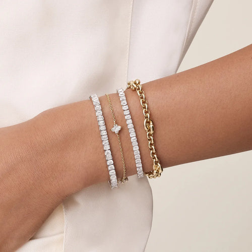 Flower Lab Grown Diamond Three Station Bracelet