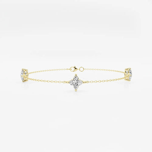 Flower Lab Grown Diamond Three Station Bracelet