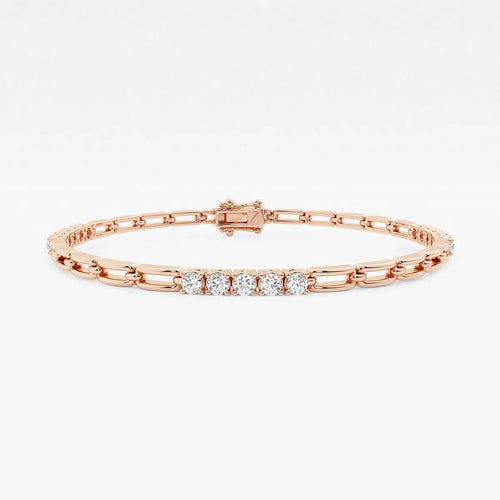 Round Lab Grown Diamond Paper Clip Bracelet