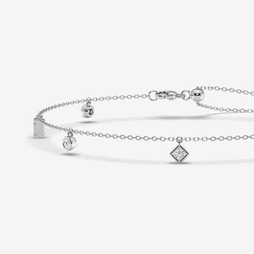Multi-Shape Lab Grown Diamond Dangle Charm Anklet