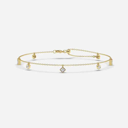 Multi-Shape Lab Grown Diamond Dangle Charm Anklet