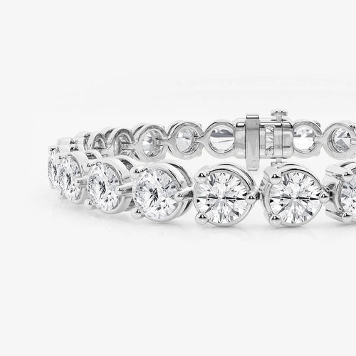Round Lab Grown Diamond Three Prong Tennis Bracelet